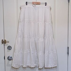 EUC Style Style Style OS Hippie Boho Flowy White Cotton Skirt